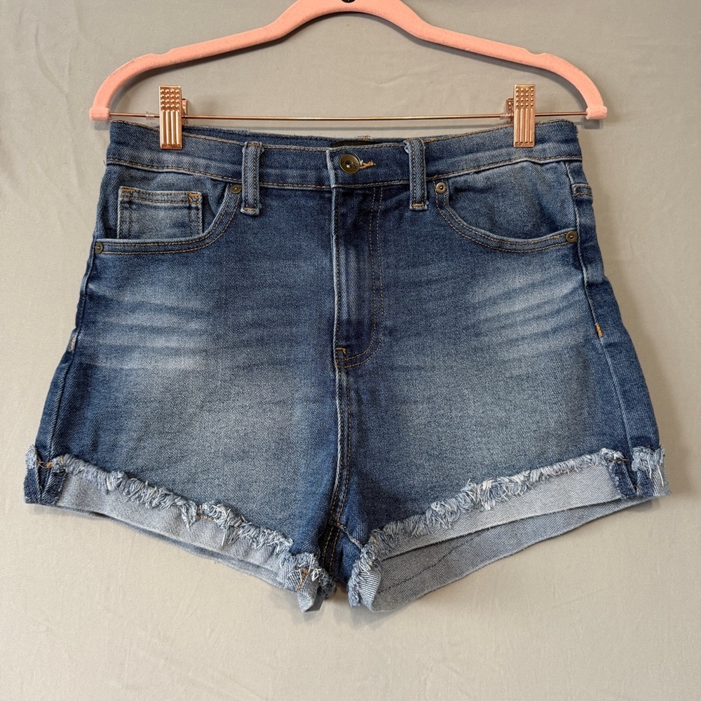 Kendall & Kylie Womens The Drifter Hi Rise Denim Shorts Size 7/28 Medium Wash